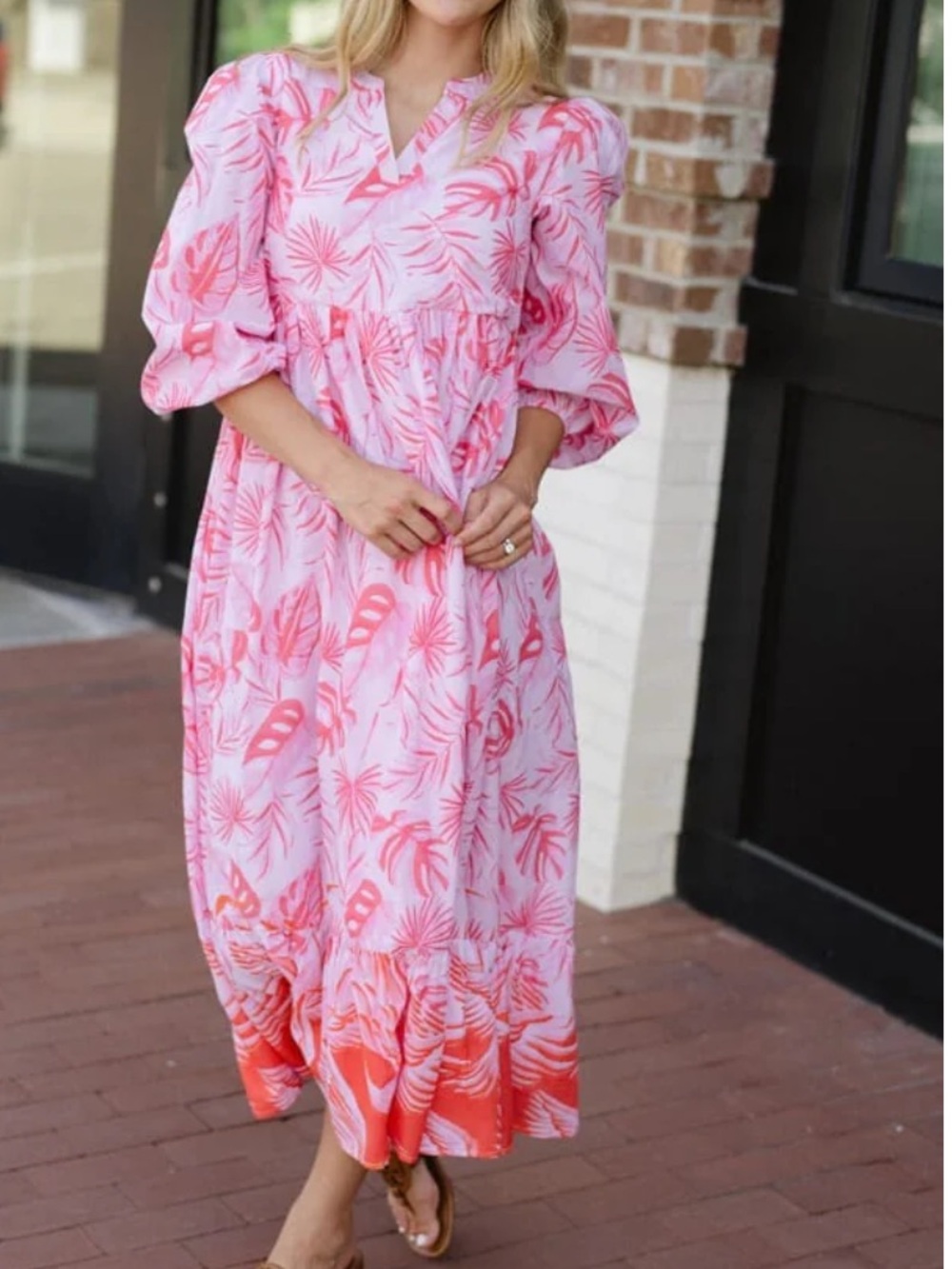 Briton Court Pink Printed Cotton Dress NWT Size Large